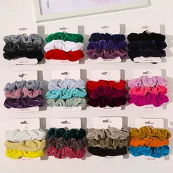 3pcs/lot New Women Retro Velvet Hair Scrunchies Set Mix Color Slim Elastic Hair Band Simple Hair Bun Maker Ponytail Headwear