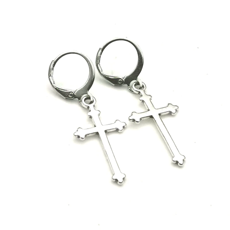 Religious Cross Pendant Earrings Jesus Christian Pendant Looking for Handmade Earrings Jewelry Accessories 18X14mm