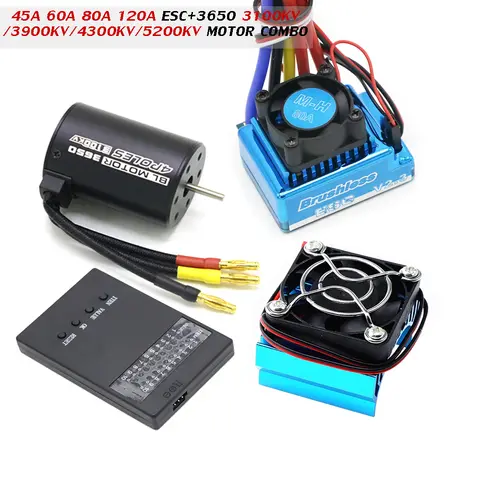 RC 모터 3650 3100KV / 3900KV / 4300KV / 5200KV 브러시리스 모터 & 45A 60A 80A 120A ESC 콤보 1/ 8 1/10 RC 자동차 RC 보트 부품
