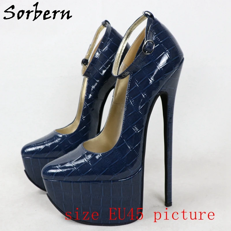 Sorbern Shiny Crocodile Women Pump Shoes 9.5 pollici 24cm scarpe con plateau tacco alto Sissy Boy Fetish altezza personalizzata fino a 40cm