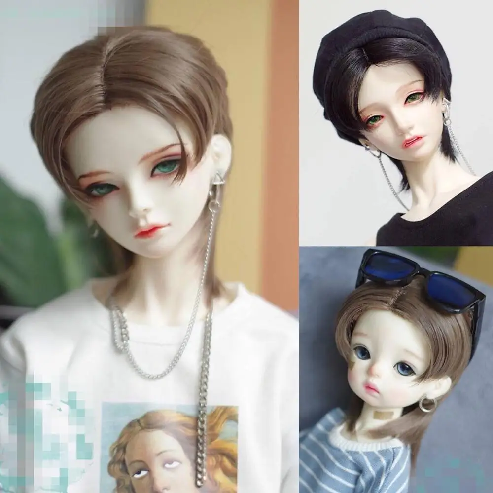 

BJD Doll Wig suitable for 1-3 1-4 1-6 size high-temperature silk parting short hair mullet doll accessories