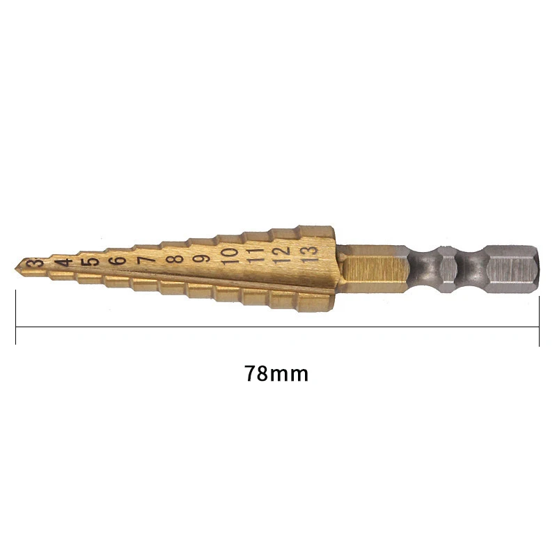 Basic hex handle cobalt step drill bit stainless steel metal hole drill double blade pagoda drill 3-13 bag box