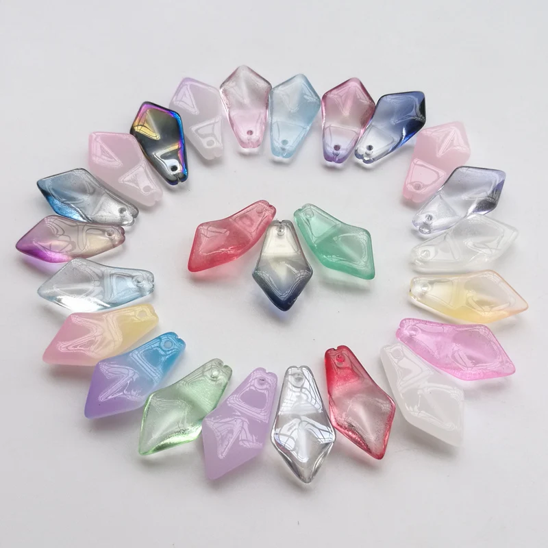 

50 Pieces/lot 12x24mm Mix Multi Gradient Color Czech Glass Flower Beads Sew On Rhinestones Glass Stone DIY Jewelry