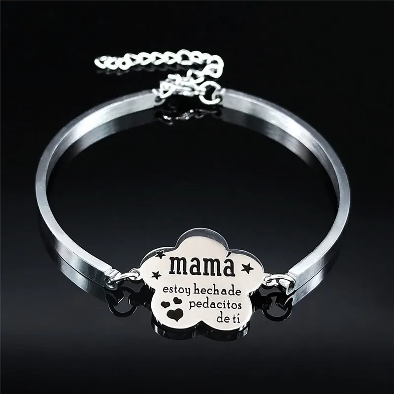

Fashion Mama Stainless Steel Statement Bracelet MAMA Gift Silver Color Bangle Jewelry pulseras acero inoxidable mujer B2028-4