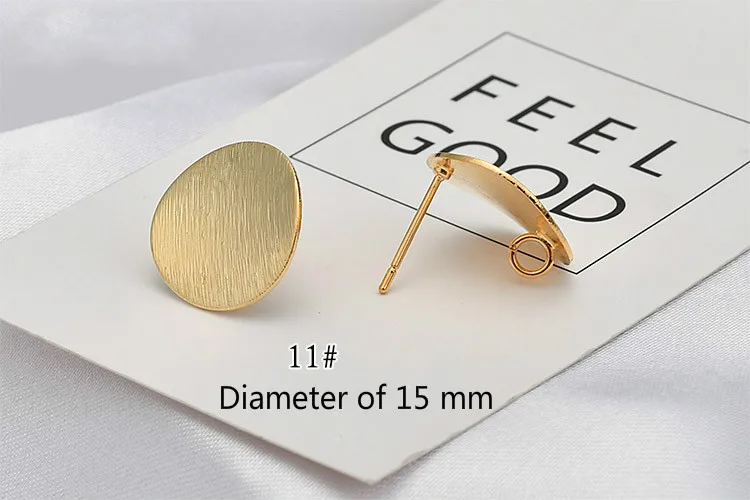 The color of Gold 18k copper material drawing heart round Affirmative elliptic band earrings materials DIY atmosphere