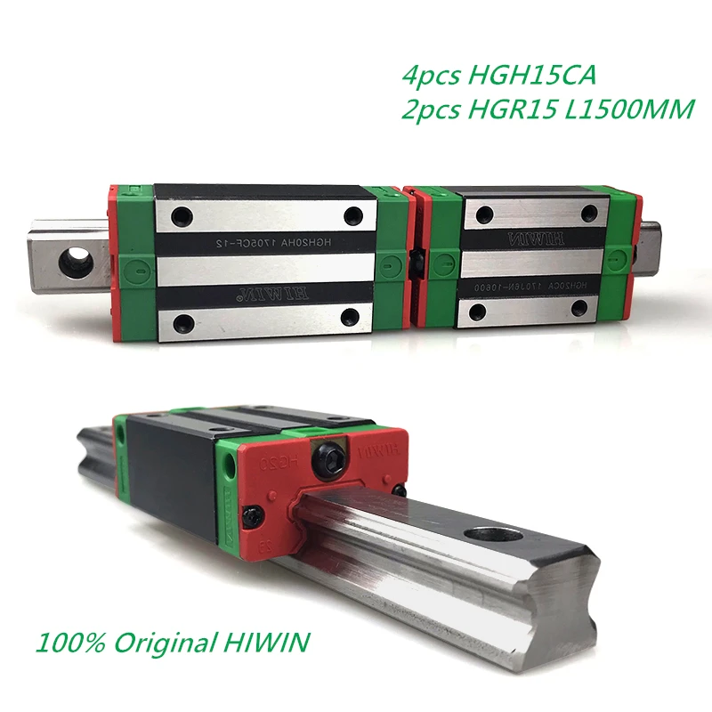 100% Original HIWIN 2pcs HGR15 L1500mm linear Rails with 4pcs HIWIN HGH15CA  Linear carriage blocks