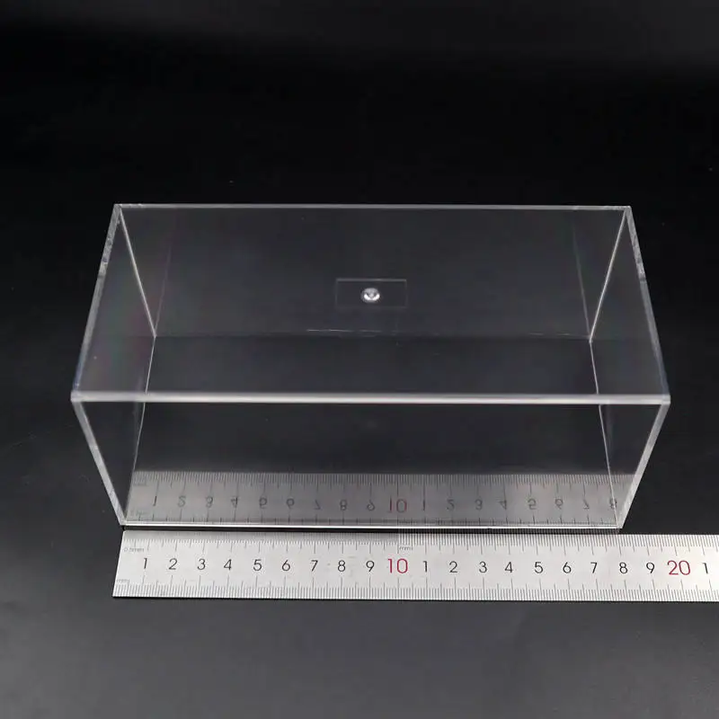 Model samochodu akrylowa skrzynka przezroczysta pyłoszczelna z czarna podstawa 1/32 skala pudełko wystawowe wysokiej jakości 18cm