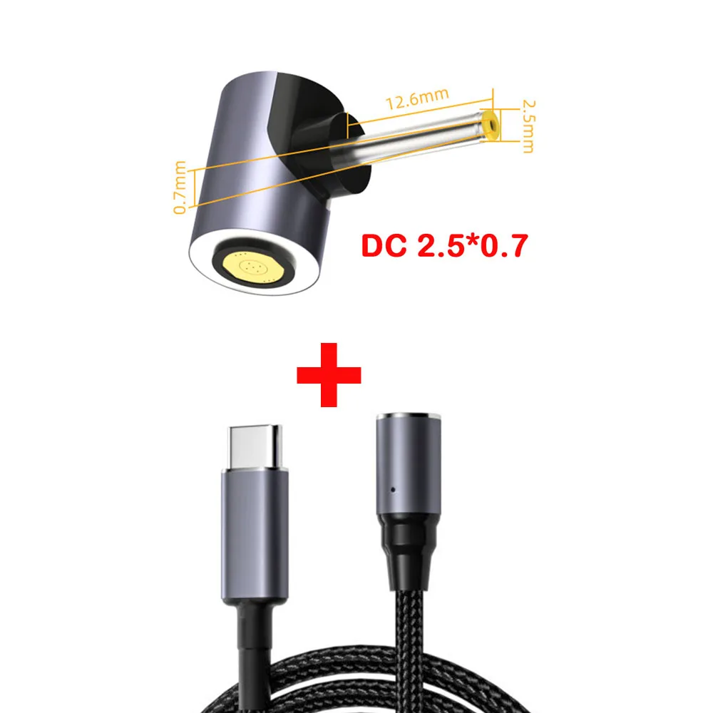100 واط المغناطيسي موصل كابل USB نوع C إلى تيار مستمر كابل الطاقة سلك لينوفو HP ديل ماك بوك أجهزة الكمبيوتر المحمولة دفتر USB C شحن سريع