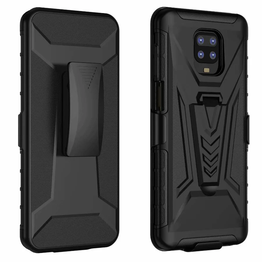 ShockProof Heavy Duty Armour Tough Stand Case With Belt Clip For Xiaomi Redmi Note 9 Case