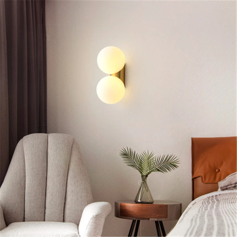 

Nordic Wall Lamp Modern Minimalist Bedroom Clothes Shop Light Copper Living Room Balcony Wall Lamp Creative Aisle Lights