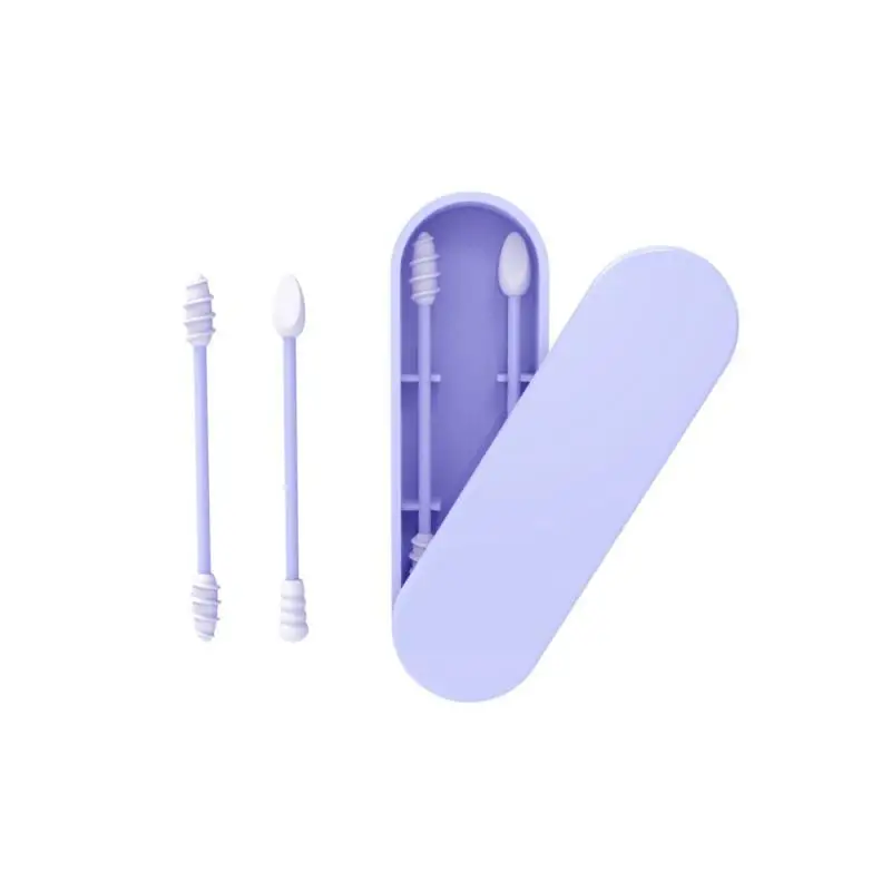 2 PCS Reusable Cotton Swabs Washable Silicone Swabs For Ear Cleaning Beauty Makeup Cotton Swab Portable Spiral Cleaner Tool