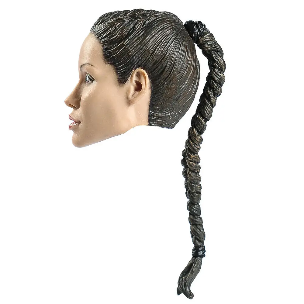 1/6 Scale Lara Angelina Jolie with Braid Head Sculpt Carved Model Fit 12'' Female Soldier Action Figure Body Dolls