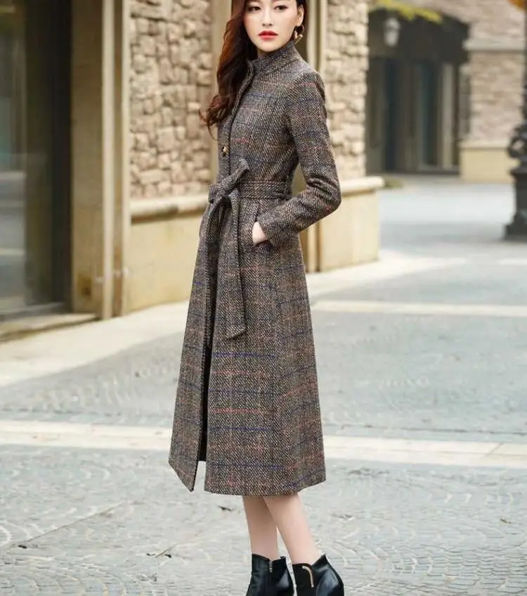 

3XL chaqueta mujer long woolen coat autumn winter elegant office coat blend winter long wool coat casaco feminina Women's parka