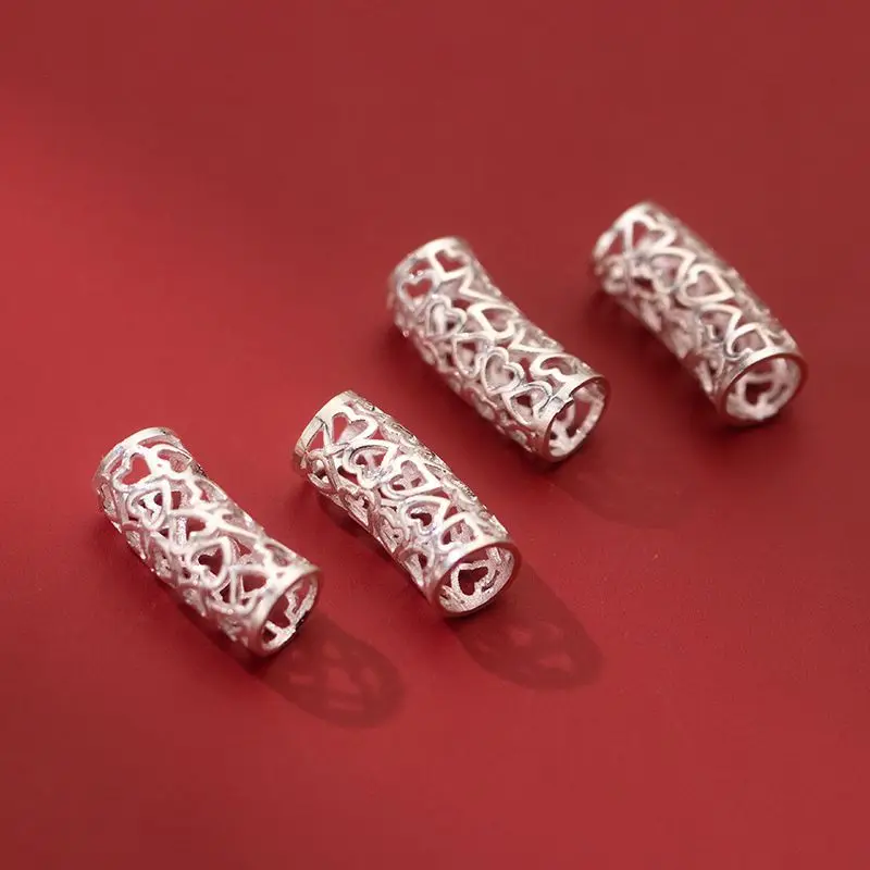 1pc 925 Sterling Silver Hollow Heart Pattern Tube Loose Beads 18mm Length Bracelet Necklace Charm Space Beads DIY Jewelry Making