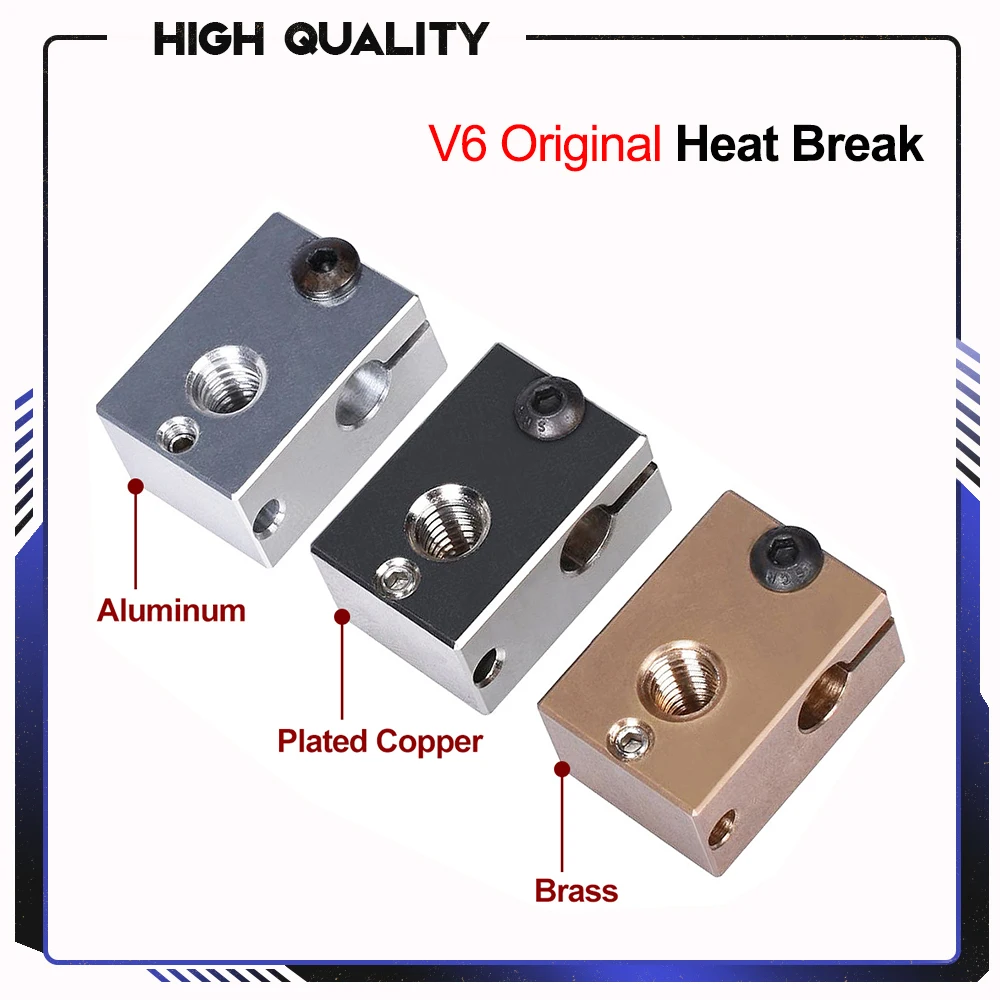 High Quality V6 Heater Block Plated Copper Brass PT100 3D Printer Parts Heat Block For E3D V6 Hotend DDB Titan Extruder