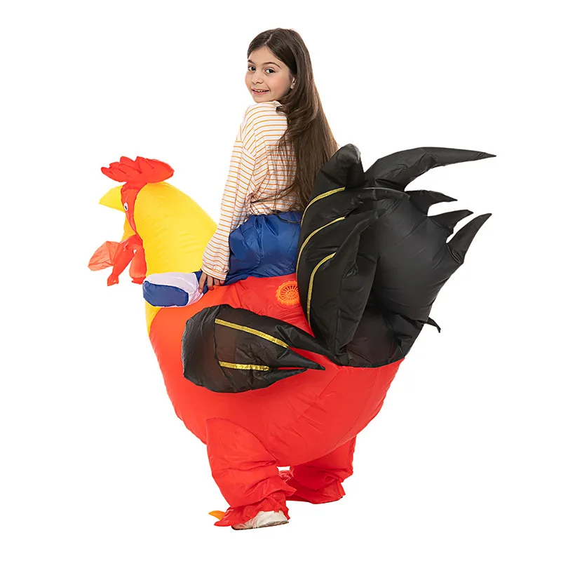 Red Rooster Costume Kids Purim Party Cosplay Ride Inflatable Cock Costumes Halloween Carnival Party Child Animal Birthday Dress