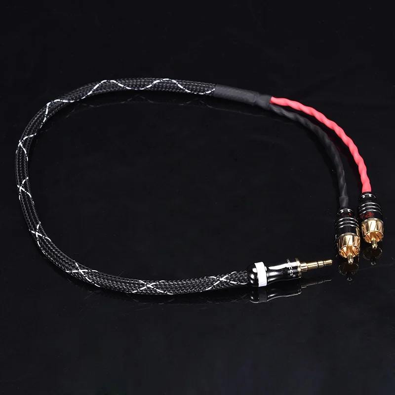 HIFI 3.5 مللي متر إلى 2 RCA ستيريو لتقوم بها بنفسك كابل Budweiser RCA + Canare المهنية بث الصوت-كابل 0.5 متر 1 متر 1.5 متر 2 متر