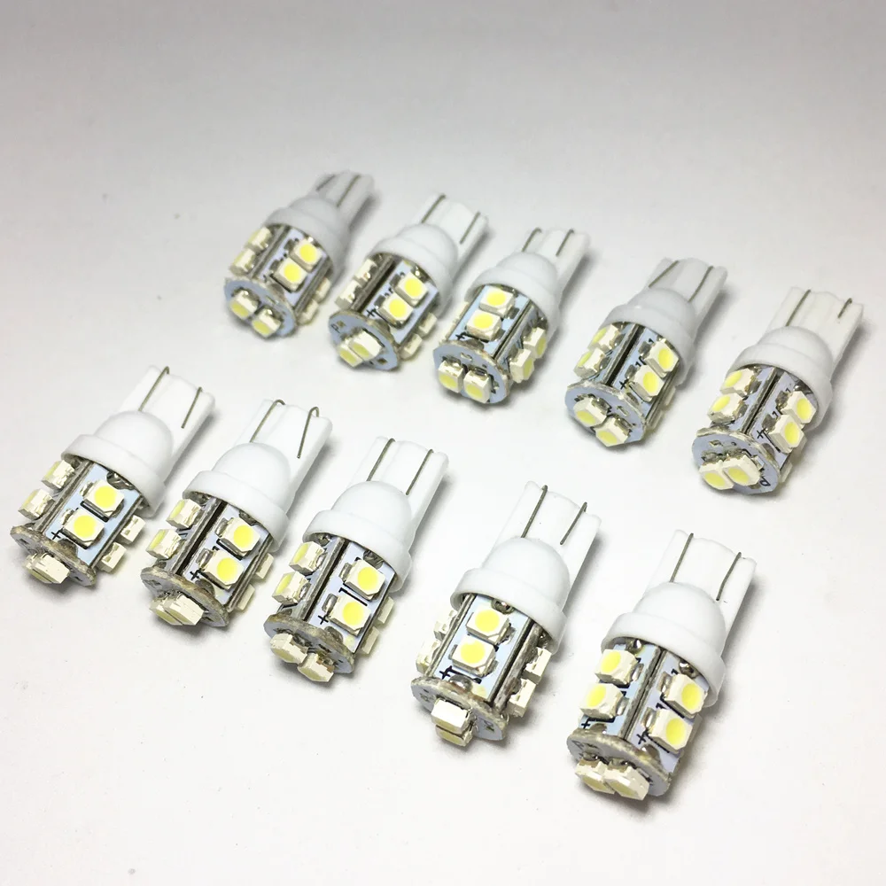 10pcs Car Led Light 10 SMD LED T10 1210 W5W LED White blue 501 194 168 3528 SMD Side Wedge Light Lamp Bulb DC 12V