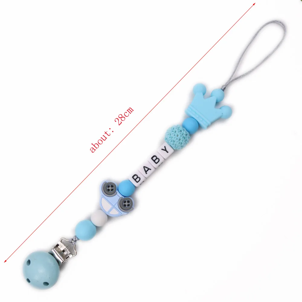 Personalized Name Baby Pacifier Clips Cars Pacifier Chain Holder for Baby Teething Soother Chew Toy Dummy Clips