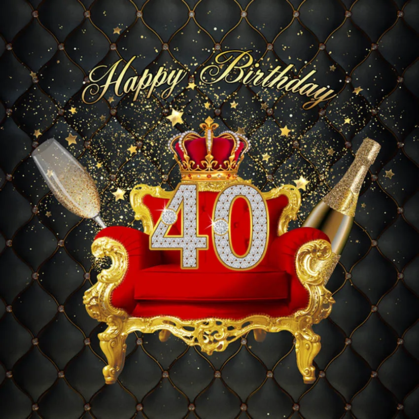 8 x8ft personalizzato oro nero favoloso Forty Happy Birthday VIP Party Stars Custom Photo Background sfondo vinile 240cm x 240cm