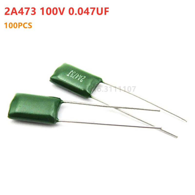 

100PCS/LOT 2A473J 2A473 100V 0.047UF 47nF Polyester Film Capacitor Capacitance