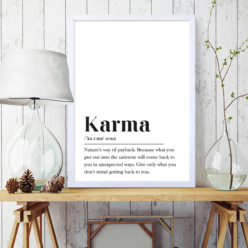 Karma Definition Print Happy Wall Art Canvas Painting Motivation Gift Typography Buddhism Poster Law of Attraction Prints Decor