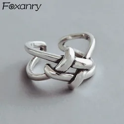 Foxanry Minimalist Silver Color Geometry Ring for Women Engagement Personality Jewelry New Fashion Accessories Gift