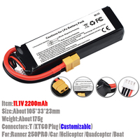1Pcs 11.1V 2200mAh Lipo Battery With T/JST Plug Connectors (Customizable) For Walker Runner 250PRO/Car/Quadcopter/Boat Toys