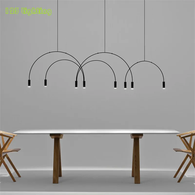 Nordic Brief Dinning Room Chandelier LED Gold/Black Metal Home Bar Restaurant Hanging Light Fixtures Minimalist 110-240V