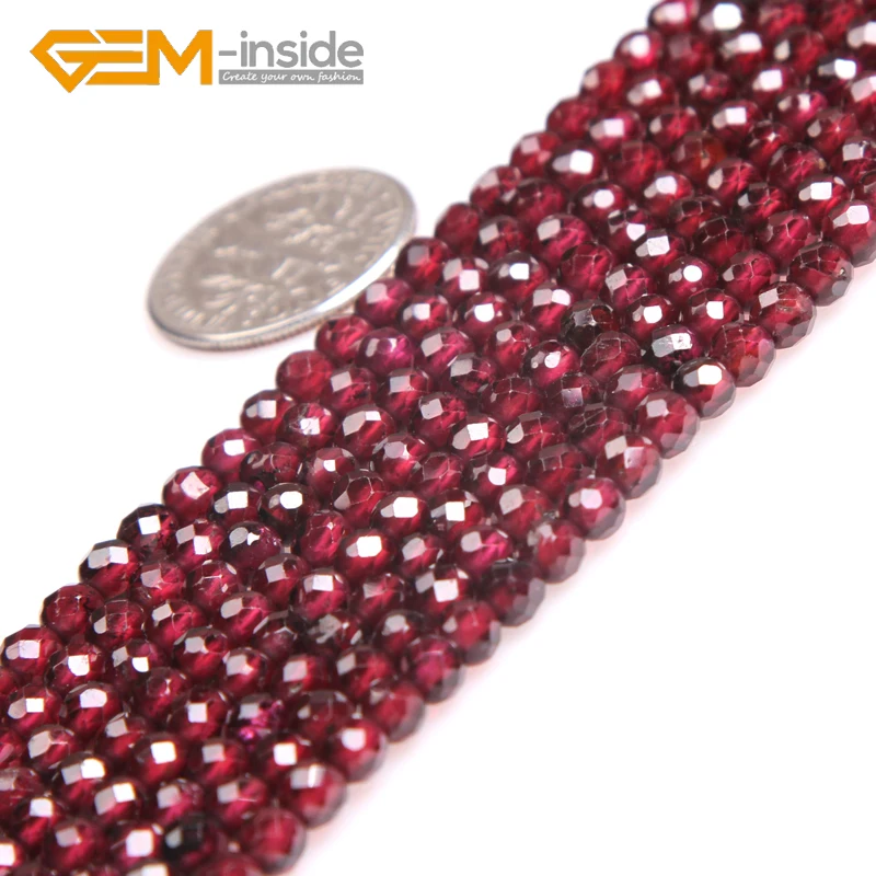 2mm 3mm 4mm AAA Garde Natural Stone Dark Red Garnet Faceted Round Spacer Small Beads For Jewelry Making Strand 15 inch Wholesale