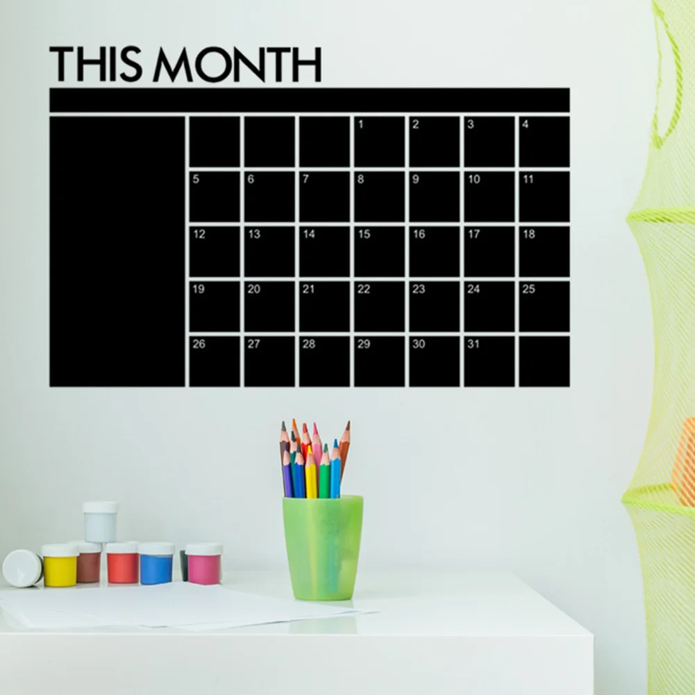 Large Chalkboard Calendar Wall Decal Sticker Monthly Planner Blackboard Decor