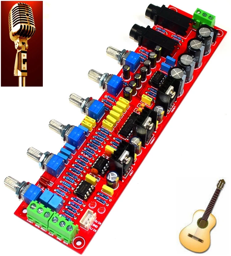 Free shipping PT2399 Microphone Karaoke Tone Board Preamplifier DIY Amplifier Module NE5532 Op With Adjustment Volume Control