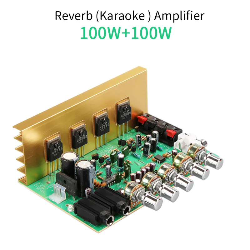 UNISIAN Reverb Khuếch Đại Âm Thanh 2X 100W 2.0 Kênh Cao Cấp Bộ Khuếch Đại Công Suất Hifi PT2399 Micro Hát Karaoke Âm Vang Amp Ban