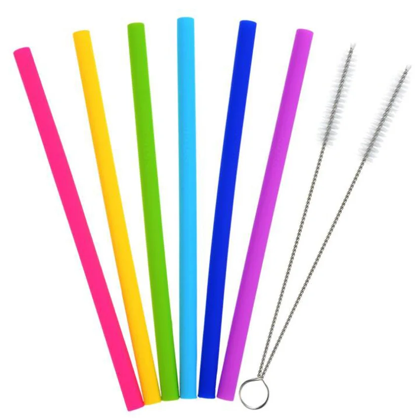 

5Sets Drinking Straws Set Drink Tools Reusable Eco-Friendly Colorful Silicon Straw For Home Bar Accessories