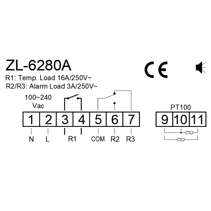 ZL-6280A, 400C, 16A, PT100, Temperature Controller, PT100 Thermostat, digital thermostat high temperature, Lilytech