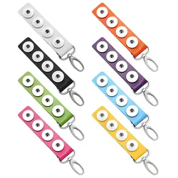 PJ8002 Hot sale new 4 buttons Hangable 10 colors leather snap Keychains fit DIY 18MM snap buttons snap jewelry wholesale