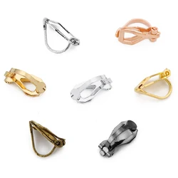 Boucles d'oreilles sans Piercing, 50 pièces/lot de 12mm, couleur cuivre or argent, Clips de Base vierge, paramètres artisanaux pour la fabrication de bijoux d'oreille