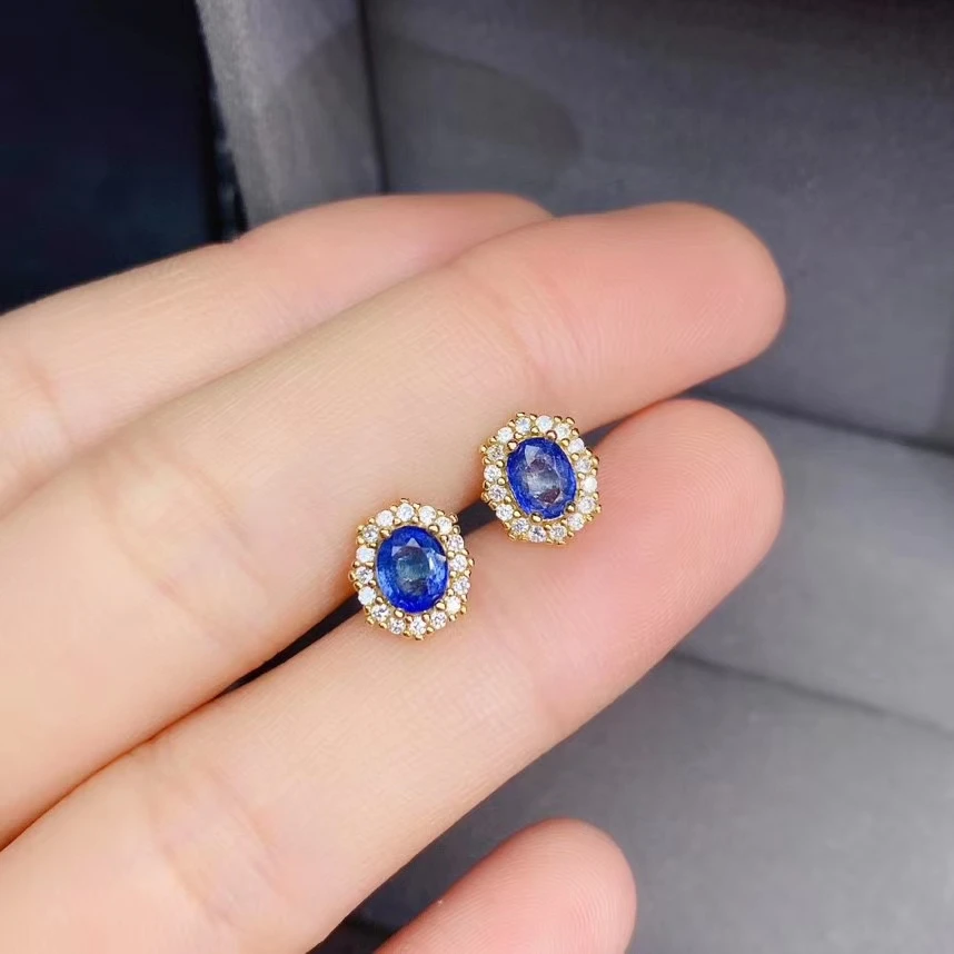 KJJEAXCMY fine jewelry 925 silver natural sapphire new girl classic earrings hot selling ear stud support test Chinese style