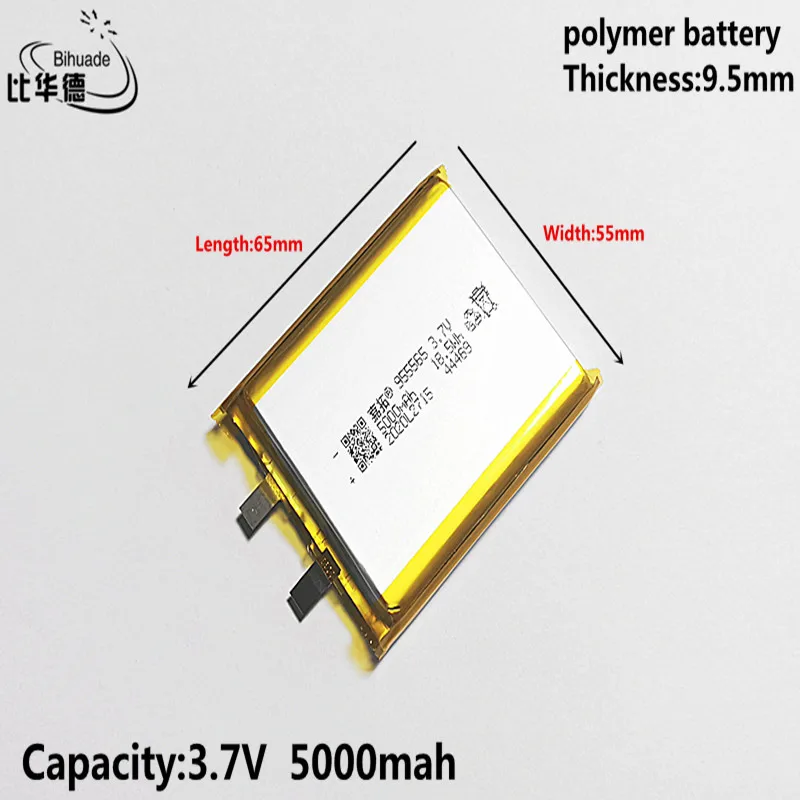 

10pcs 3.7V Lithium polymer 5000mAh 955565 Soft package battery For Power Bank Bluetooth Speakers Tablet DVD battery