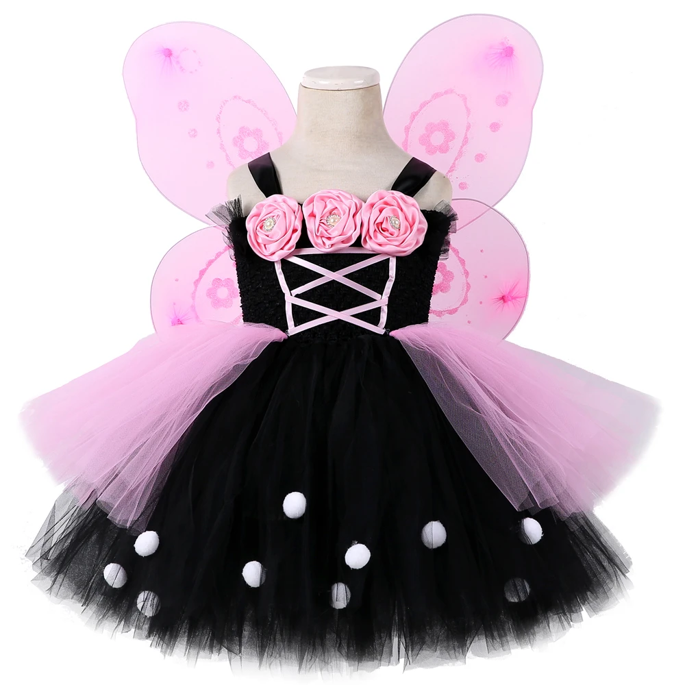 

Hot Pink Monarch Butterfly Halloween Costumes for Kids Girls Fairy Tutu Dress Outfit Princess Fancy Dresses with Wings Set 1-12Y