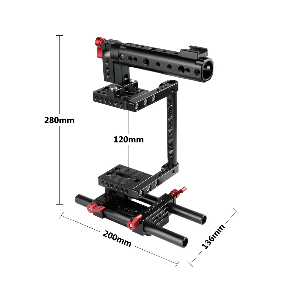 HDRIG Universal DSLR Camera Kit Camera Cage with Rail Support System & Tripod Mount Plate for Canon Nikon Sony Panasonnic