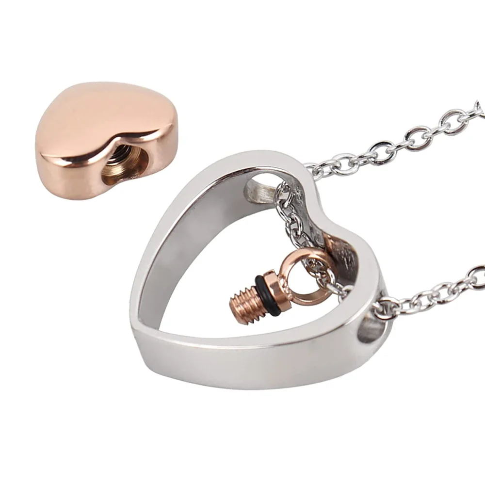 Double Heart Urn Necklace Cremation Jewelry Ashes Pendant Jewelry Funeral Ash Memorial Jewelry Stainless Steel Pendant Keepsake