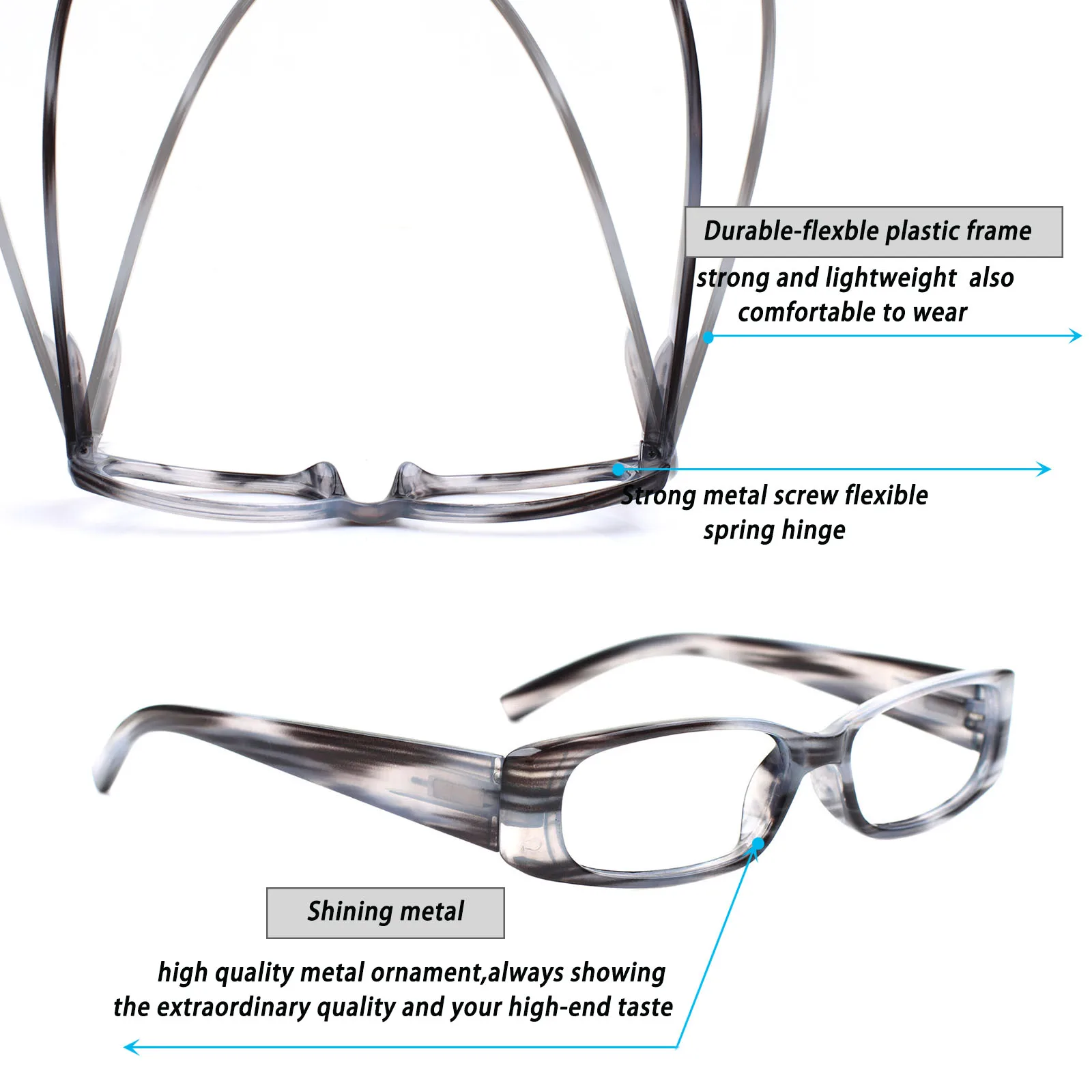 Turezing Reading Glasses Fashion Color Frame Decorative Eyeglasses Spring Hinge HD Presbyopia Optical Eyewear 0~600