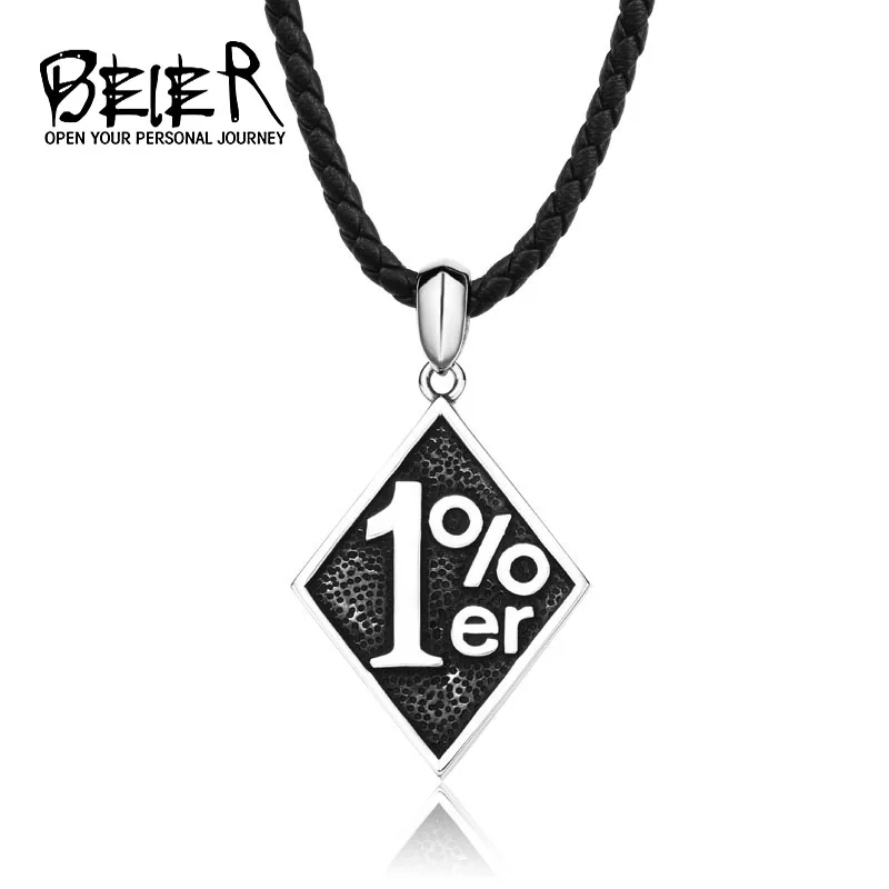 Beier Stainless Steel 1% Battery Pendant Chain Necklace men Jewelry BP8-091