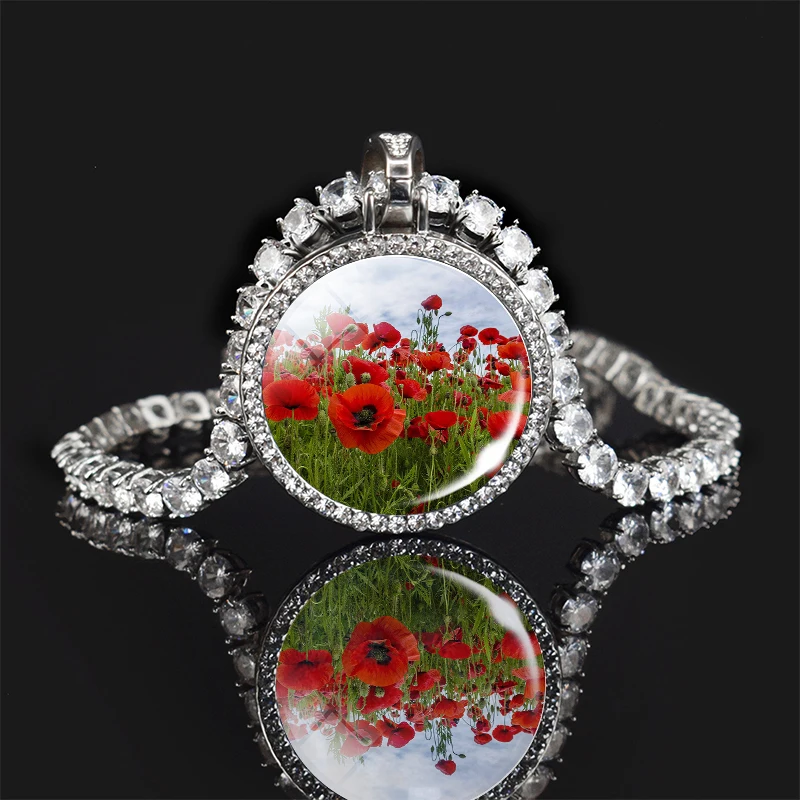 

Flower Necklace Poppy Flowers Pendant Necklaces Flower Jewelry for Women Mom Girlfriend Daughter Sister Christmas Gifts