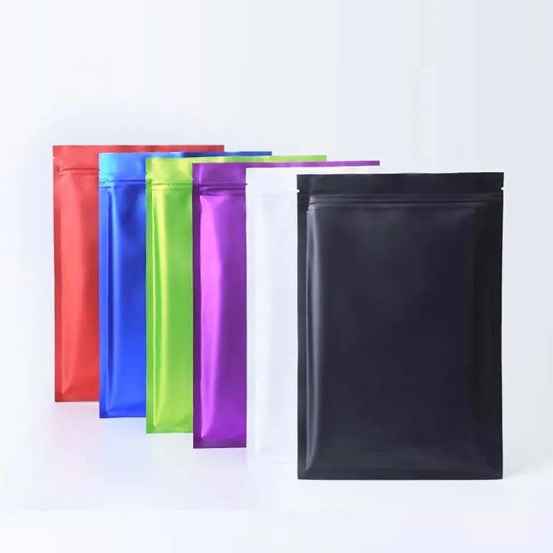 1000Pcs Colorful Matte Glossy Flat Open Top Aluminum Foil Bag Vacuum Heat Seal Packaging Pouches Food Coffee Tea Mylar Foil Bag