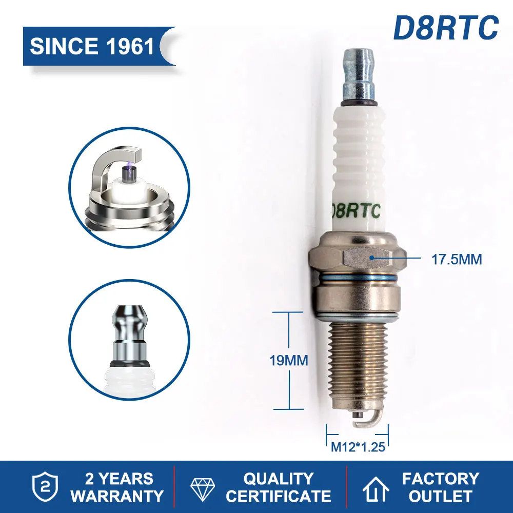 챔피언용 정품 점화 플러그 TORCH D8RTC/D8RTI 교체용 RA4HC DR8EIX DR8EGP DR8EA D8EA 덴소 X24ES-U X24ESR-U X24ESZ-U IX24