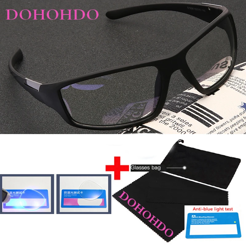 

DOHOHDO New Sport Anti Blue Light Glasses Frame Men Women Brand Designer Square Computer Gaming Eyewear Black Frame UV400