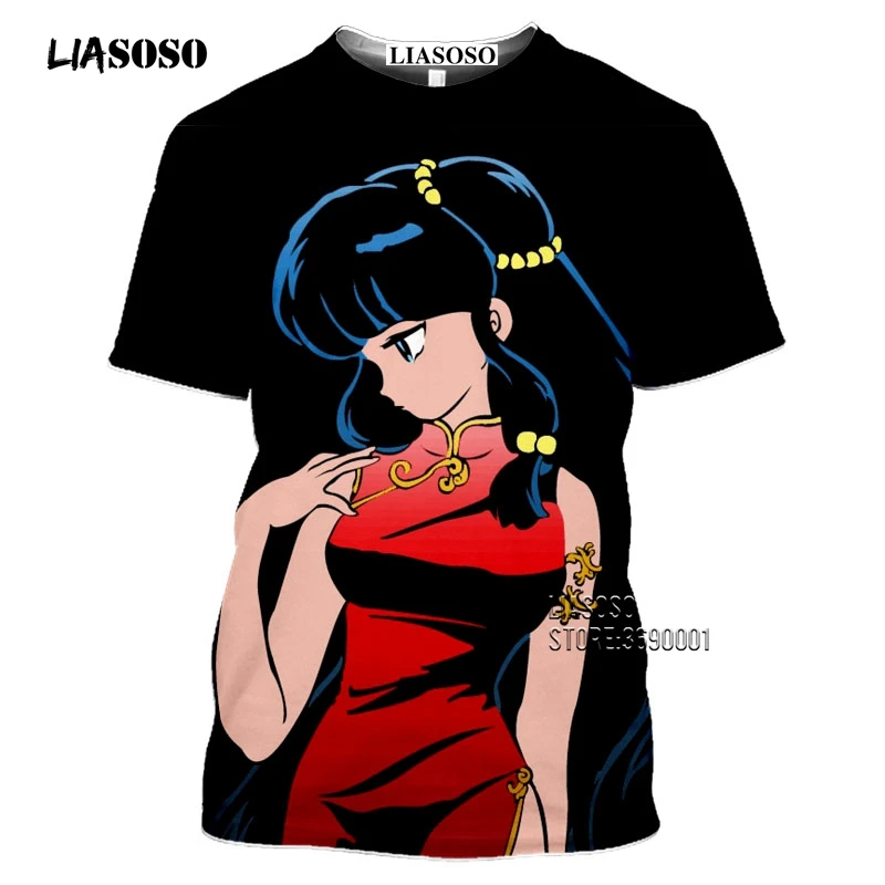 LIASOSO 3D Print Girl Ranma 1/2 Tendou Akane T-Shirt Woman Mans Casual O-Neck Harajuku Hip Hop TShirt Tee Top Oversize Clothing