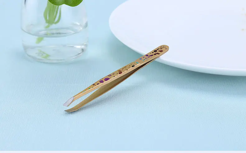 Kleine Pinzette Pinzette Beauty Tool Edelstahl Augenbrauenpinzette Schräge Spitze für falsche Wimpern Haarentferner Clip Gesichtsgesicht